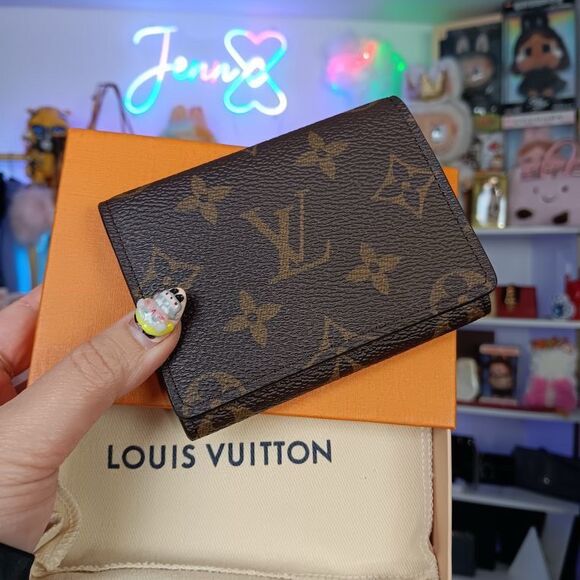 NIB Louis Vuitton Mongram Canvas Leather Snap Card Holder Wallet - Picture 1 of 8